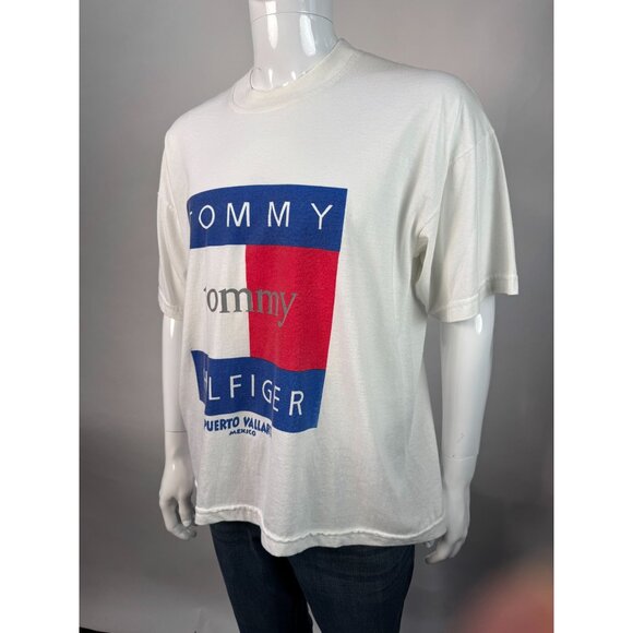 Tommy Hilfiger Puerto Vallarta Mexico Graphic T-Shirt White Short Sleeve Cotton - Picture 6 of 15